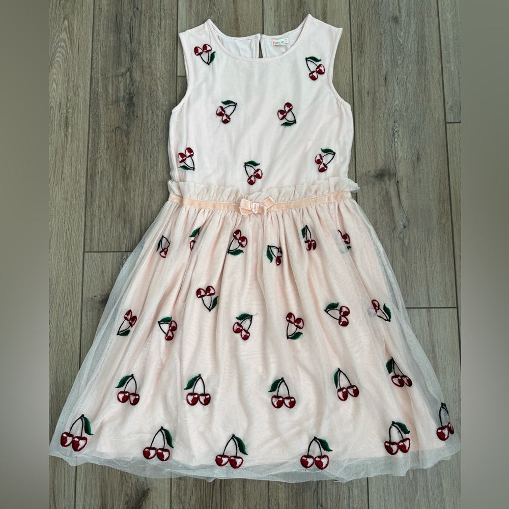 crewcuts dress embroidered cherries size 14 NWOT